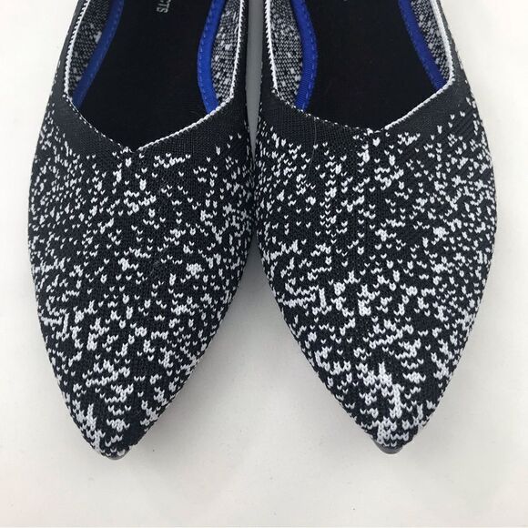Woman by Projects Black and White Flecked Pattern Soft Knit Pointed Flats- NEW - Picture 7 of 14